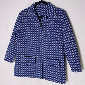 Vintage 70s Handmade Blue Plaid Light Jacket L Dadcore